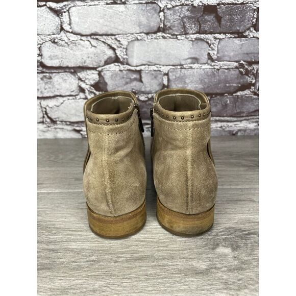 ITALEAU Tan Suede Leather Ankle Side Zipper Low Heel Boots Women Sz 37EU/7.5M US - Picture 5 of 16